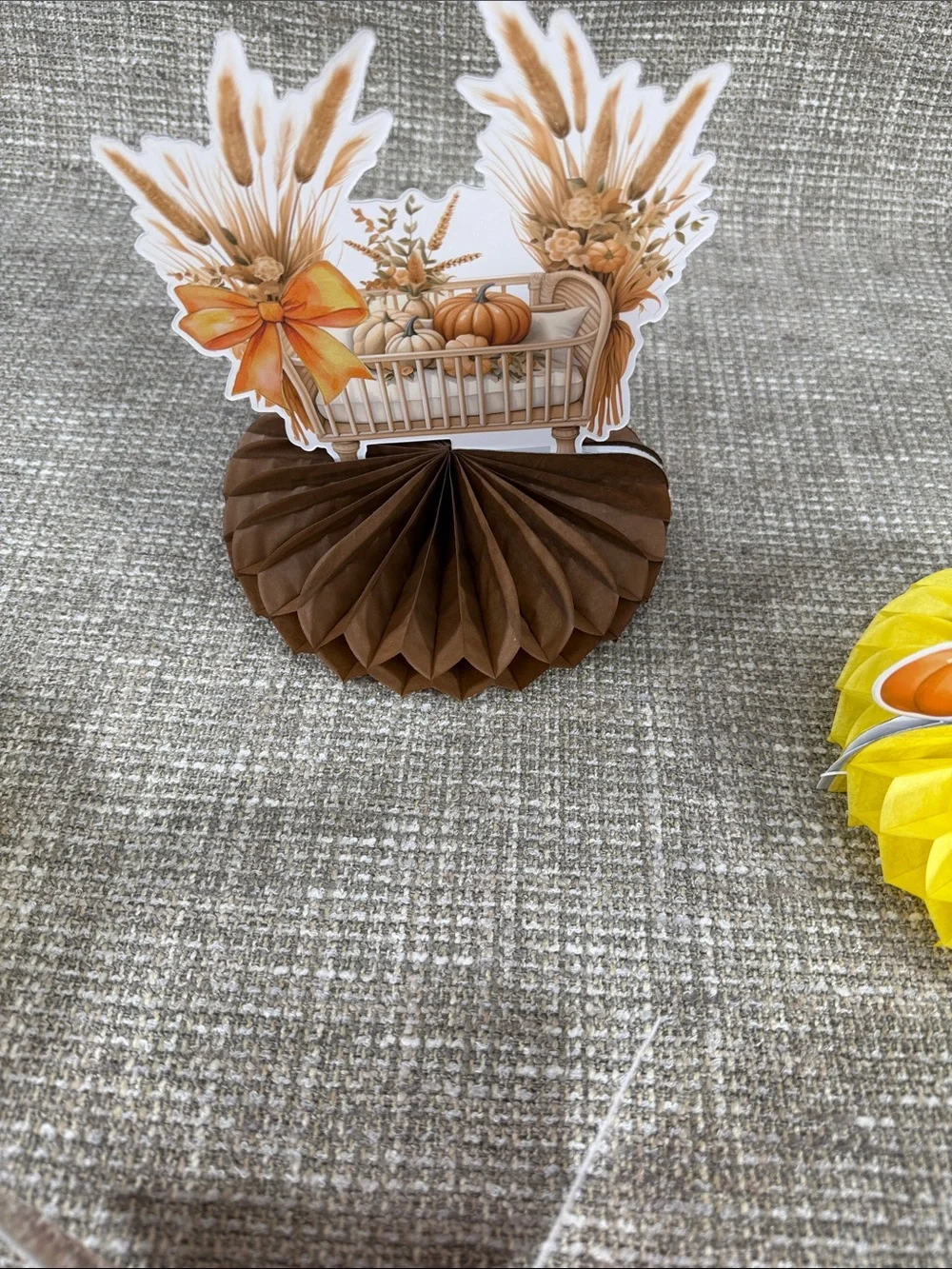 Fall Pumpkin Honeycomb Table Decorations - Orange & Yellow baby shower fall